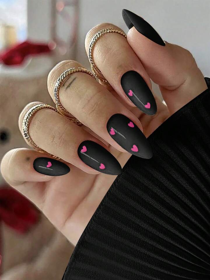 black and pink nails
