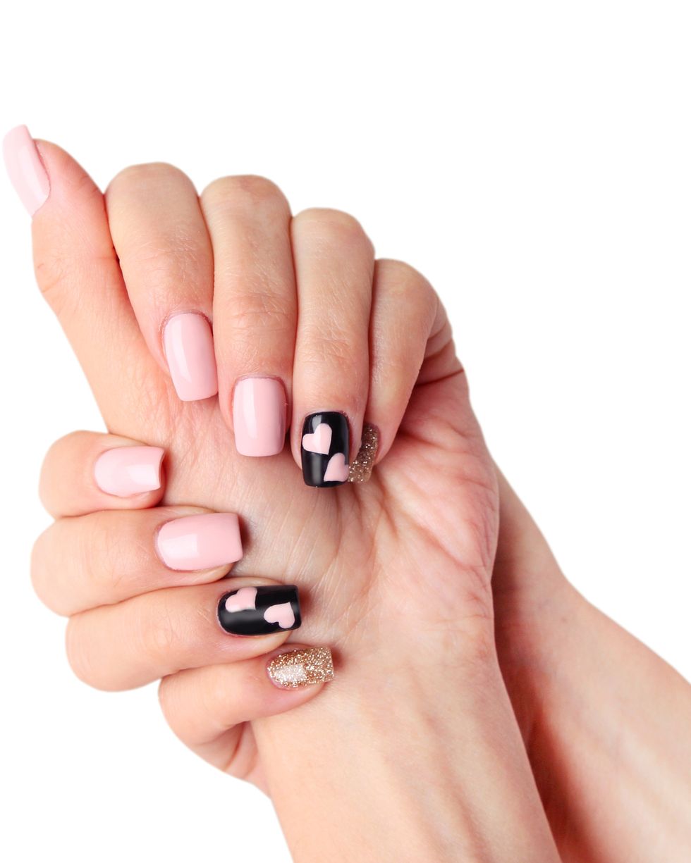black and pink nails