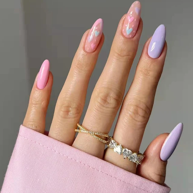 Lilac and White Nails